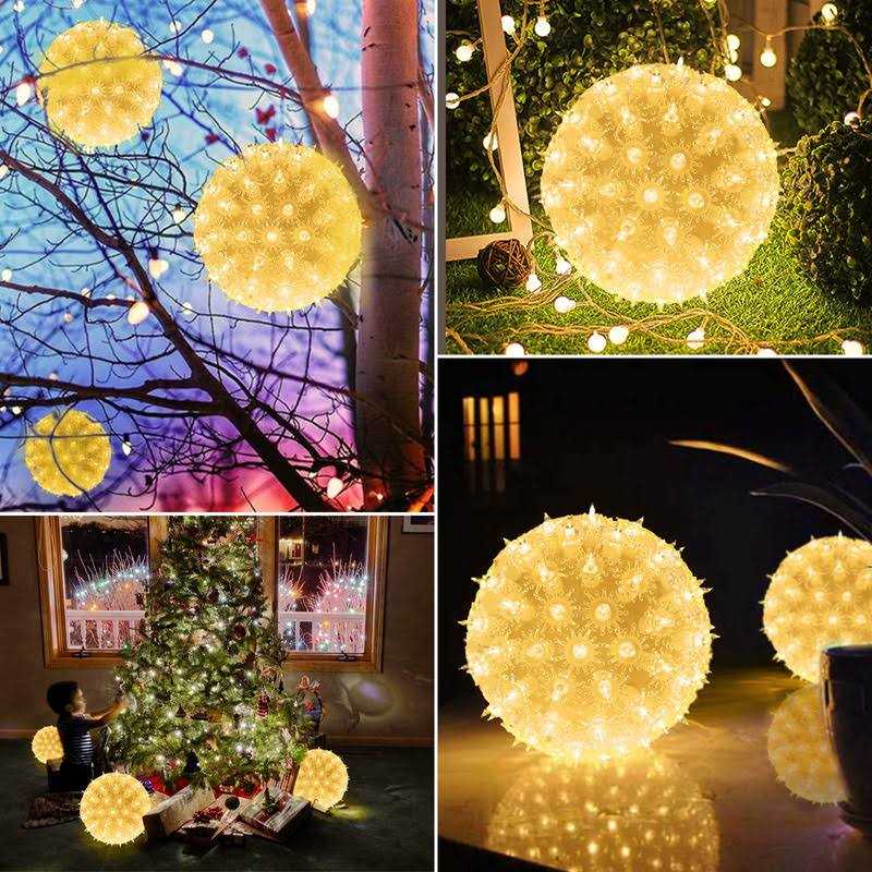 Brightown 6” Christmas Lights Ball Outdoor Sphere Lights 100 Replaceable LED Bulbs Plug in for Xmas Indoor Party Wedding Home Commercial Decorations