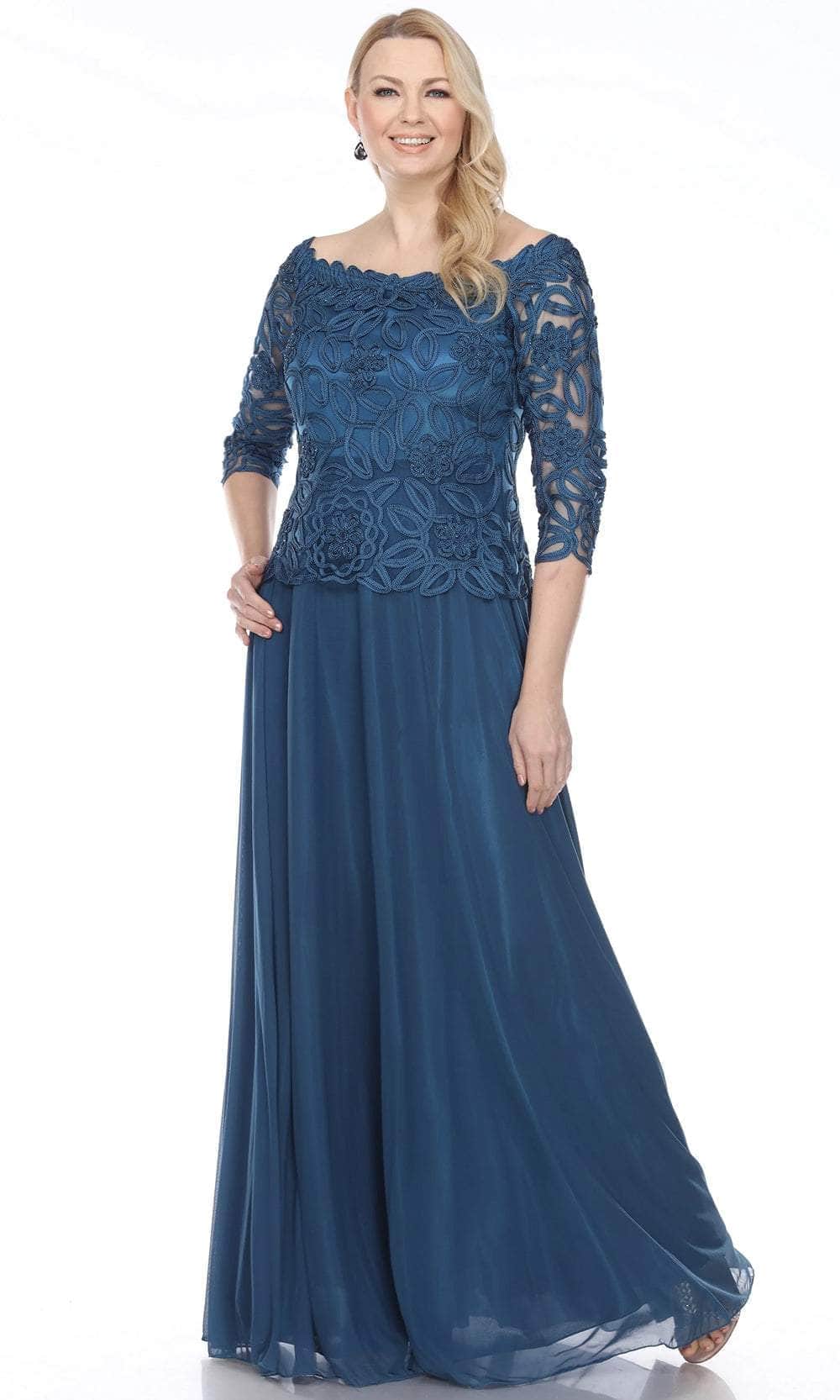 Lace 3/4 Sleeve Evening Gown