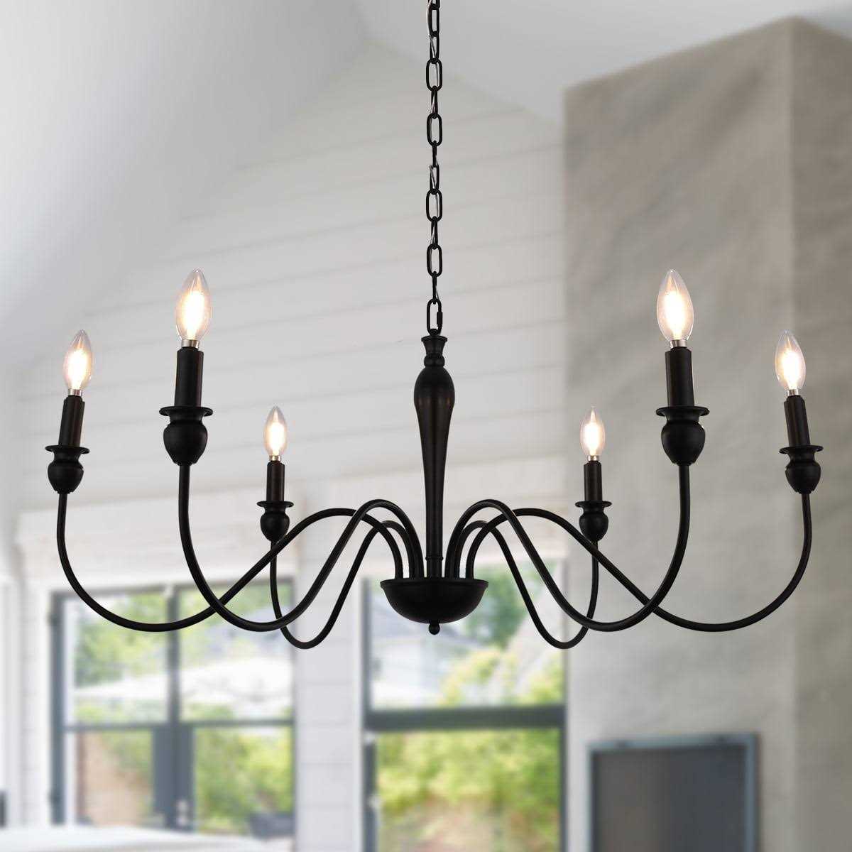 6-light Farmhouse Chandelier Industrial Iron Chandelier Lighting Classic Candle Ceiling Pendant light Fixture for Foyer