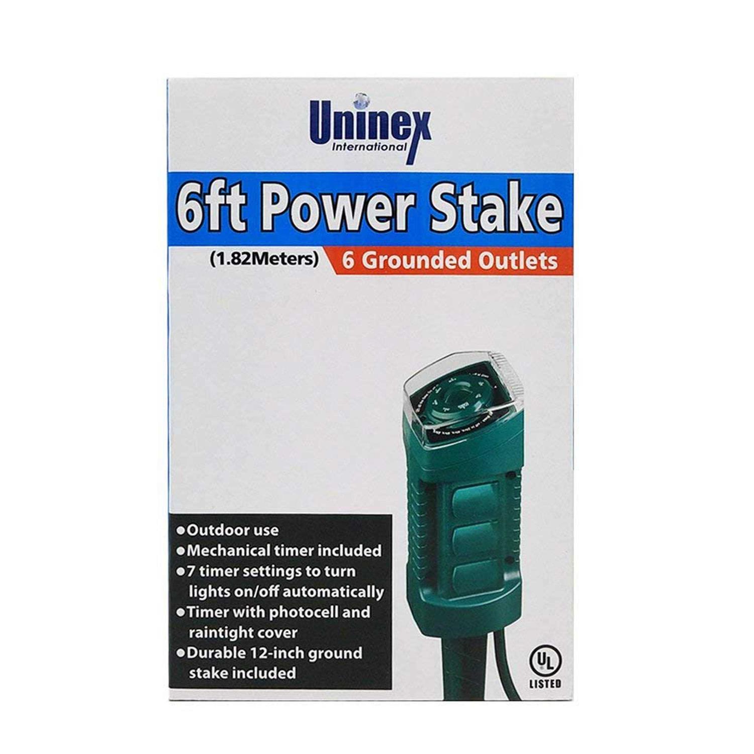 Uninex EC1607 Outdoor Yard Stake with Mechanical Timer Photocell Light Sensor