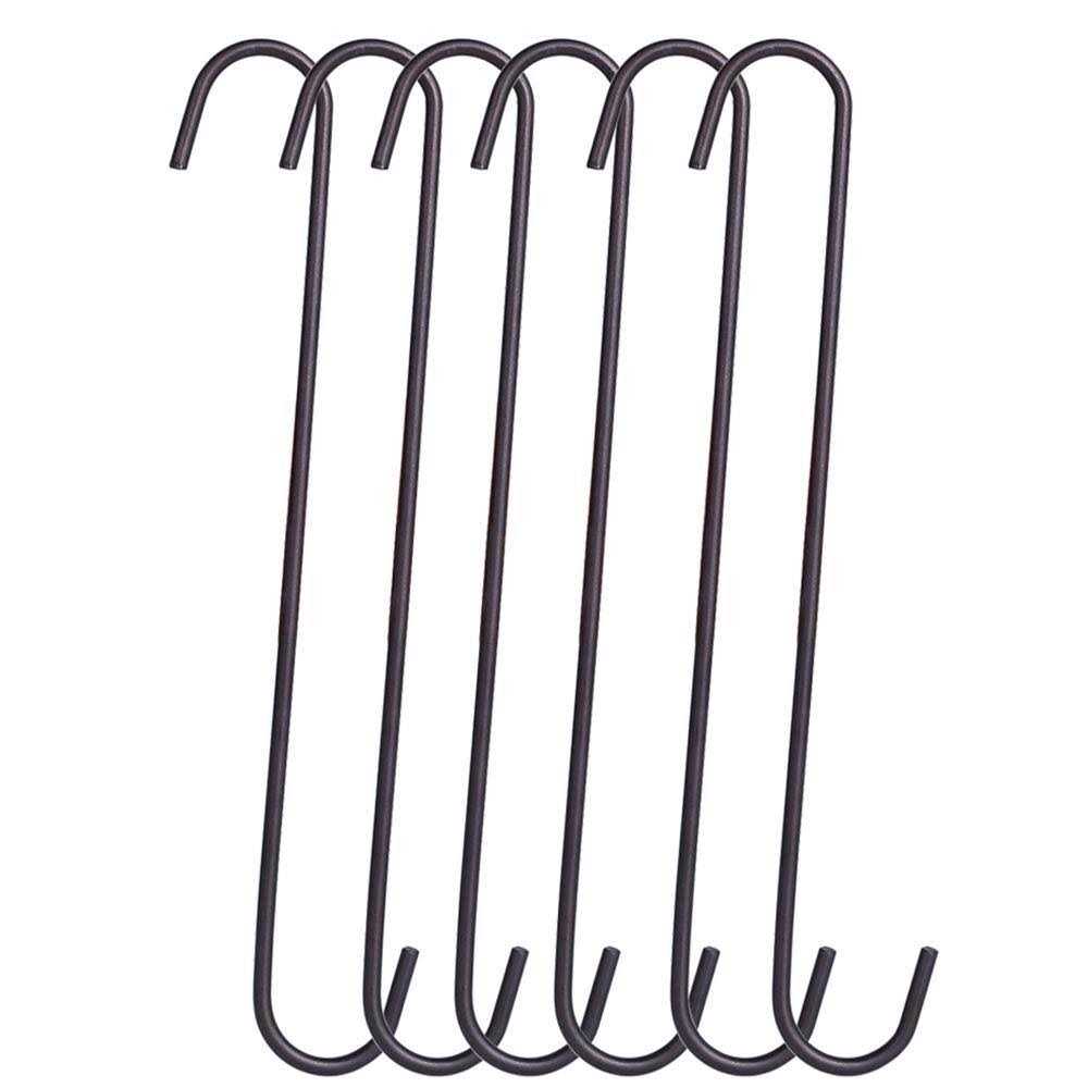 6 Pack heavy duty s hooks,Brown strong metal big hooks for hanging plants or large items as potted plants,garden tools,bird cages,animal feeders