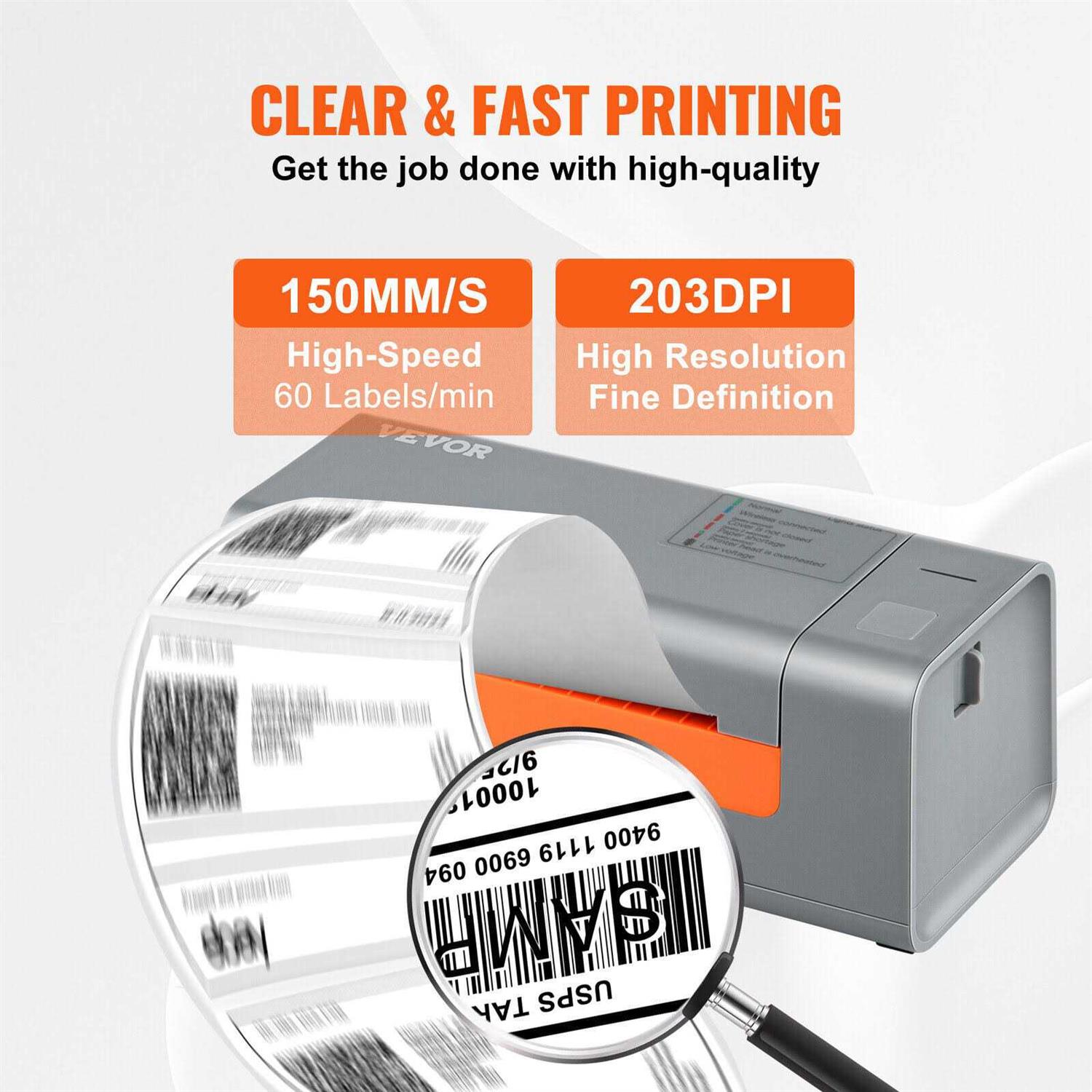 VEVOR Thermal Label Printer Shipping Label Printer for Width of 1.57