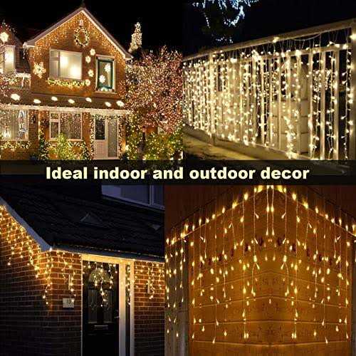 TuoPuLife Icicle Lights Outdoor 32.8ft 400 LED Icicle Christmas Lights with Timer