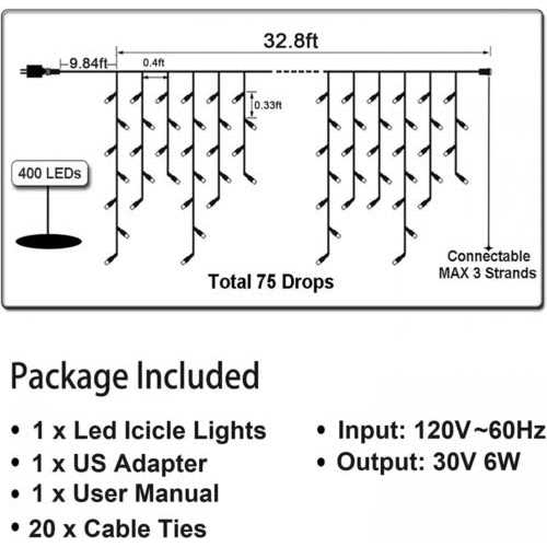 TuoPuLife Icicle Lights Outdoor 32.8ft 400 LED Icicle Christmas Lights with Timer