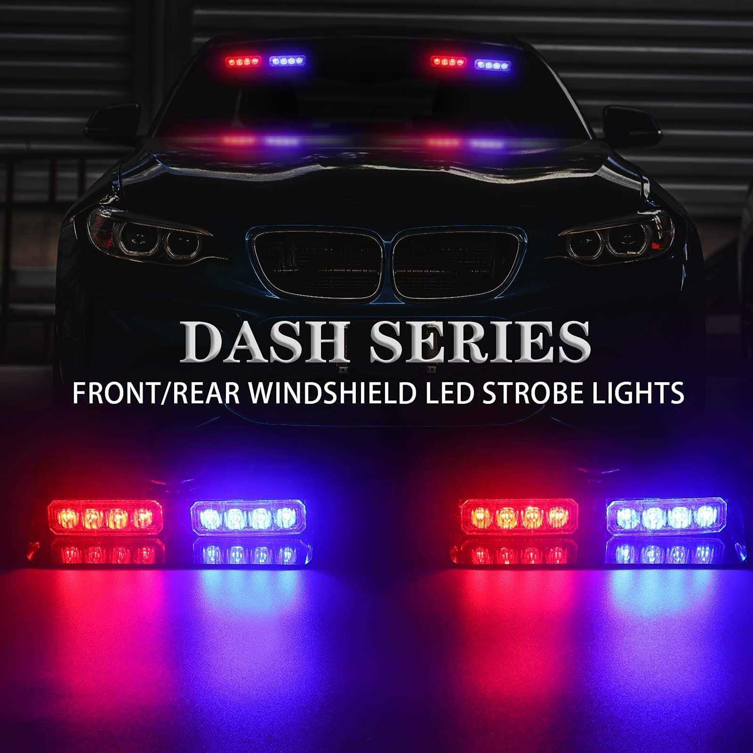 XRIDONSEN 2 in 1 Emergency Dash Strobe Lights Warning Safety Flashing Interior Windshield Lights w/Suction Cups Volunteer