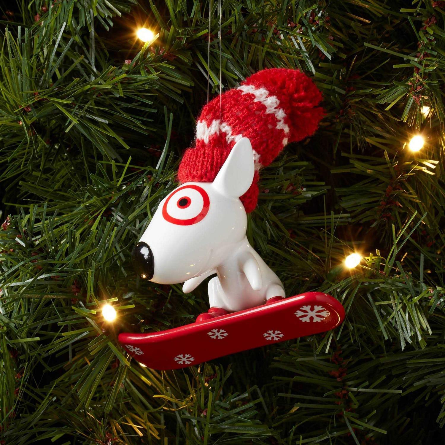 Wondershop Bullseye Riding Snowboard Christmas Tree Ornament White/Red