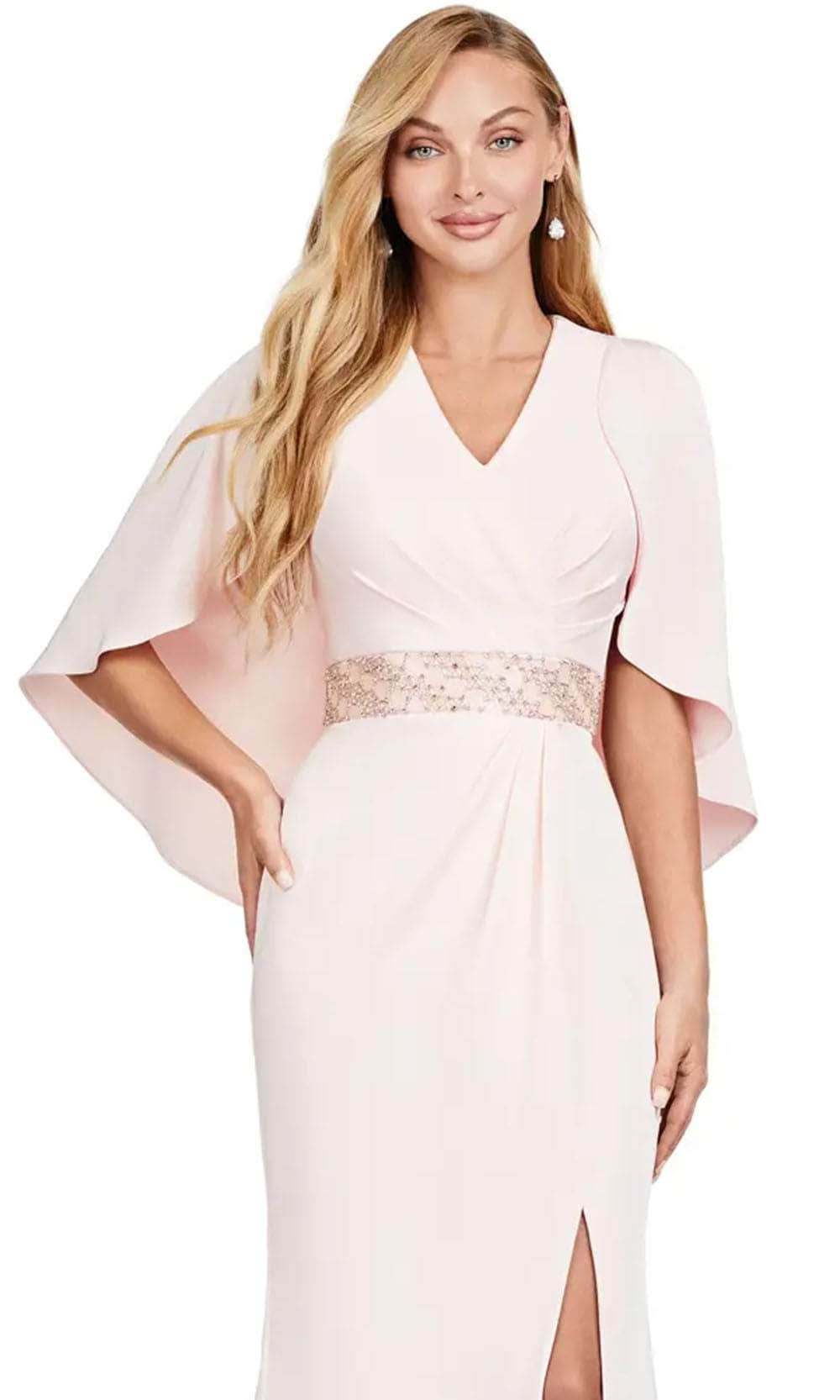 V Neck Gown with Cape