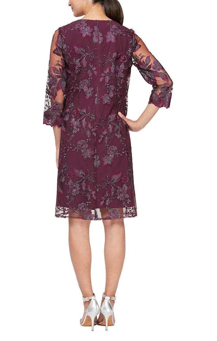81122202 Embroidered Lace Mock Jacket Jersey Dress