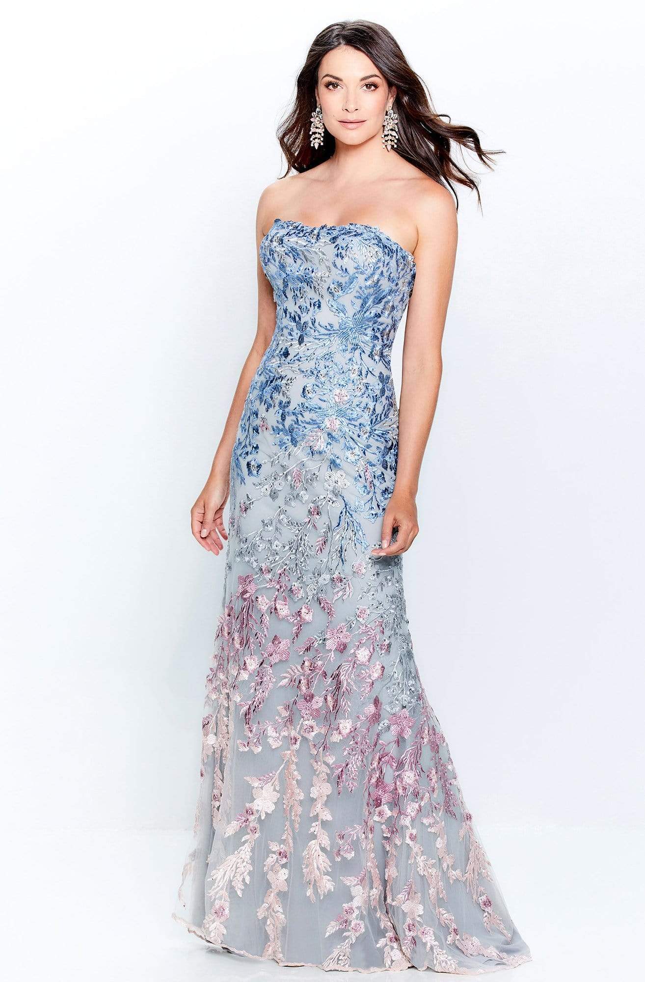 120911 Embroidered Strapless Sheath Dress