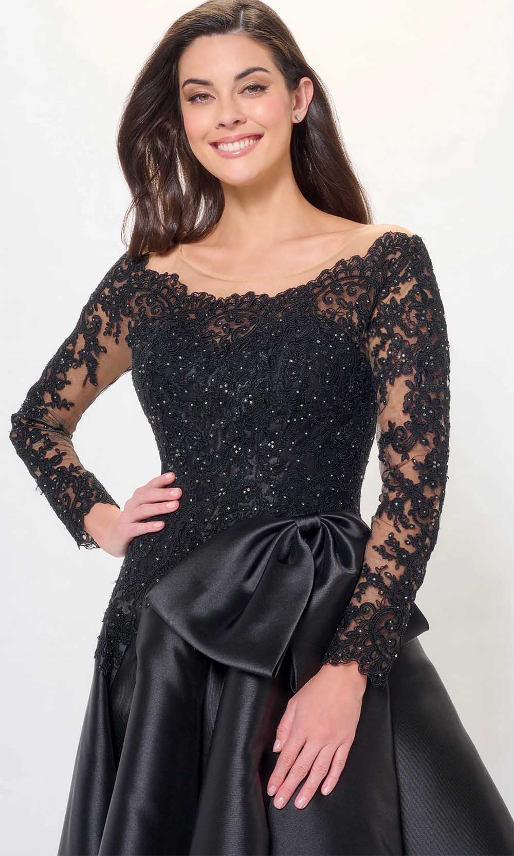 Long Sleeve Applique Evening Dress