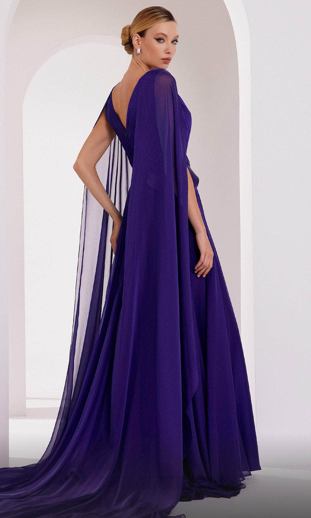 Sheer Cascade Evening Gown