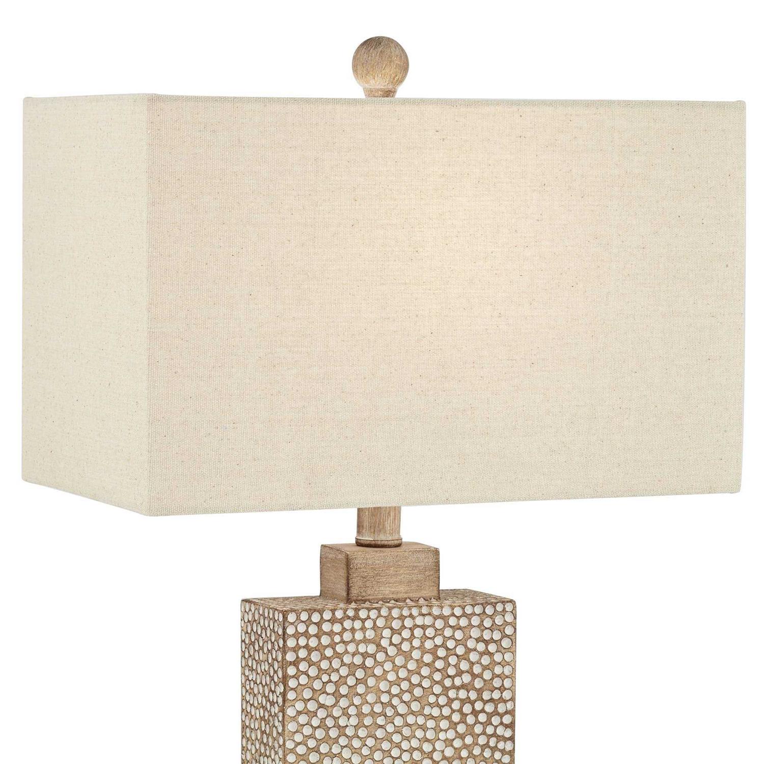 360 Lighting Caldwell Rustic Farmhouse Table Lamps 26 3/4 High Set of 2 Earth Tone Hammered Oatmeal Fabric Rectangular Shade for Bedroom Living Room