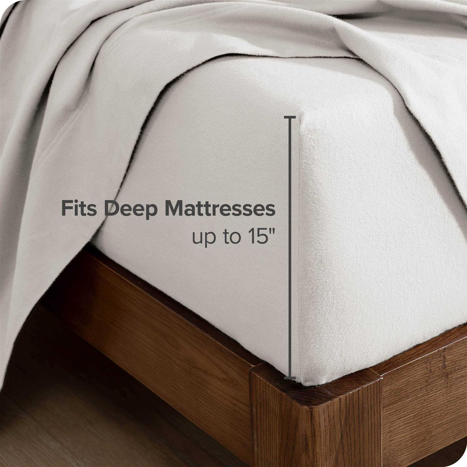 Bare Home 100% Cotton Flannel Fitted Bottom Sheet