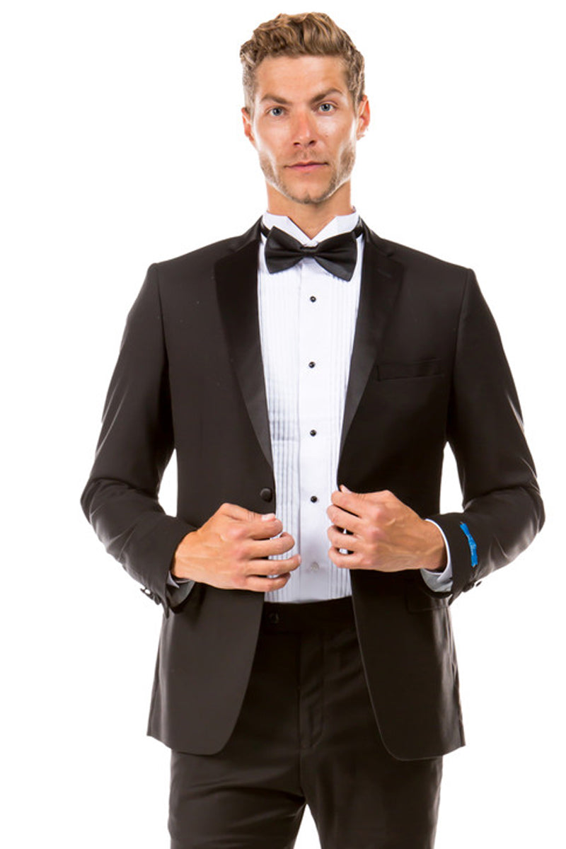 Men’s Two Button Slim Fit Prom & Wedding Tuxedo in Black