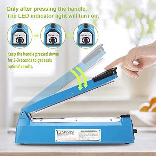 Impulse Heat Sealer Manual Bags Sealer Heat Sealing Machine 8 Inch Impulse Sealer Machine for Plastic Bags PE PP Bags with Extra Replace Element Grip