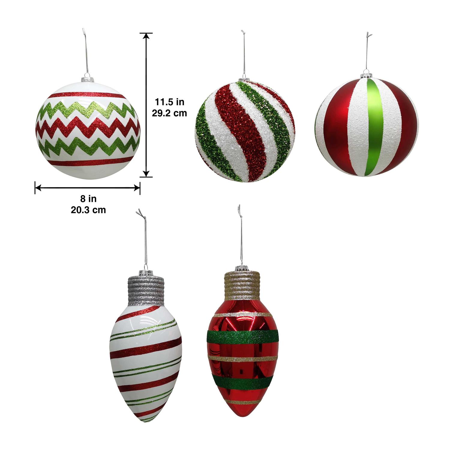 Assorted Jumbo Peppermint Shatterproof Ornament by Ashland 1pc