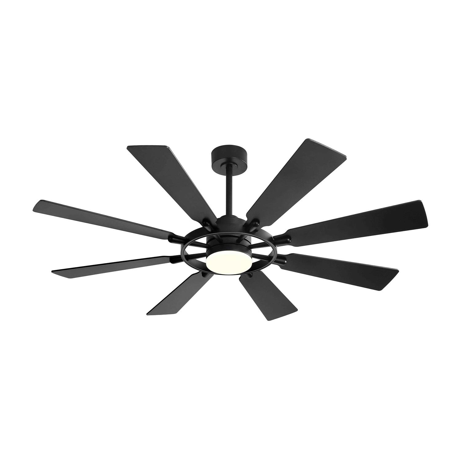 WINGBO 8 Blades LED Indoor Black and Ceiling Fan with Remote