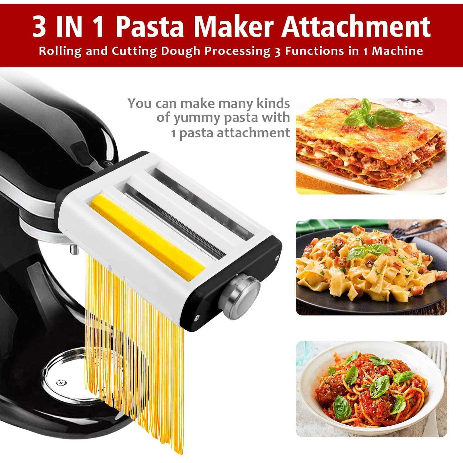 3 In 1 Pasta Maker Attachment for Kitchenaid Mixer Professional Pasta Attachment Includes Pasta Dough Roller