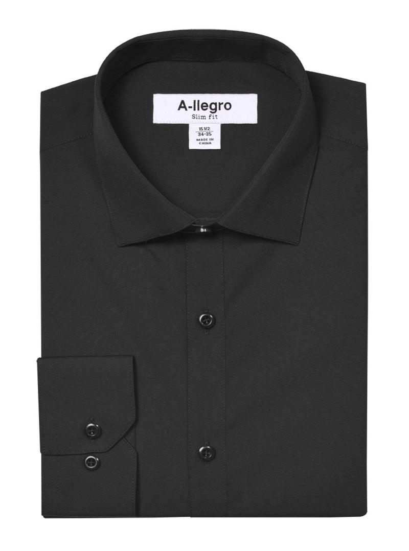 Men’s Basic Slim Fit Cotton Dress Shirt In Black