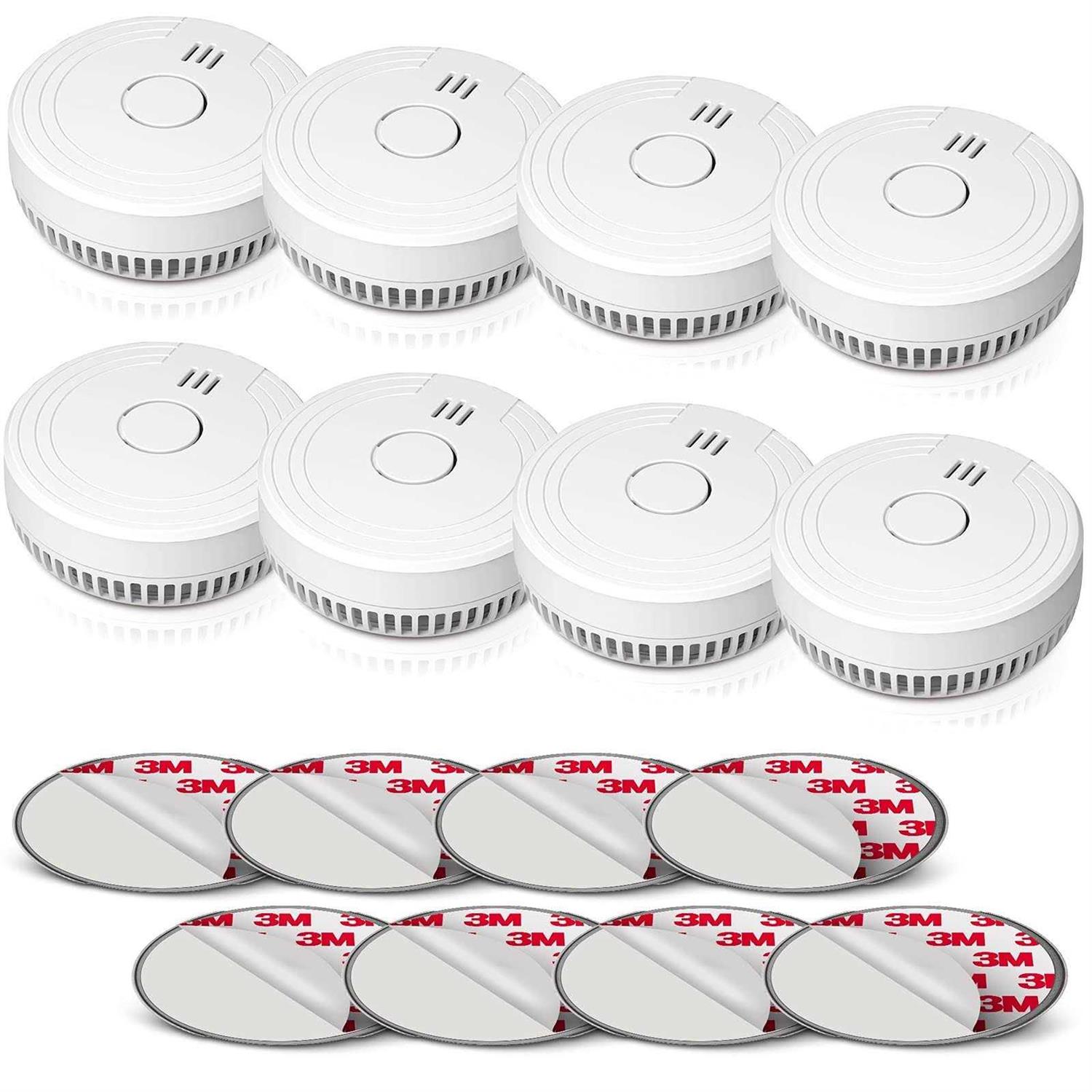 Ecoey Smoke Alarm Fire Detector, Battery Photoelectric Smoke Detector with Test Button and Low Battery Signal
