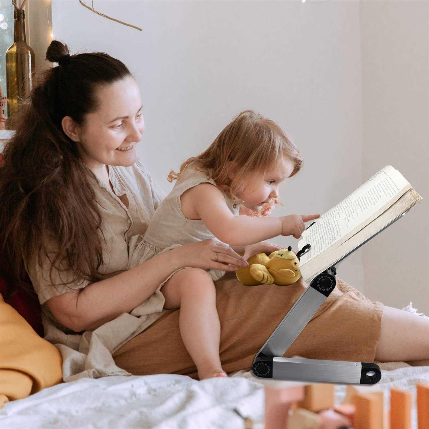 Book Stand Multifunctional Adjustable Laptop Stand Book Holder Tray with Clips Ergonomic Multi Heights Angles Adjustable Cooking Bookstand