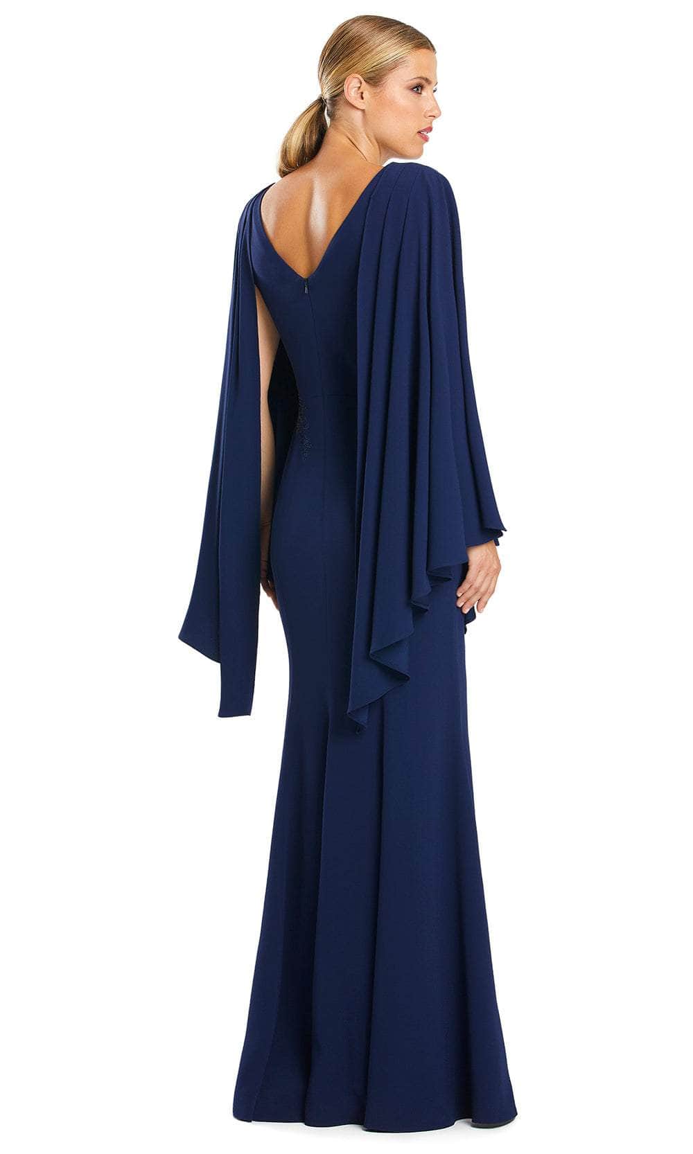 Pleated Cape Sleeve Column Long Dress