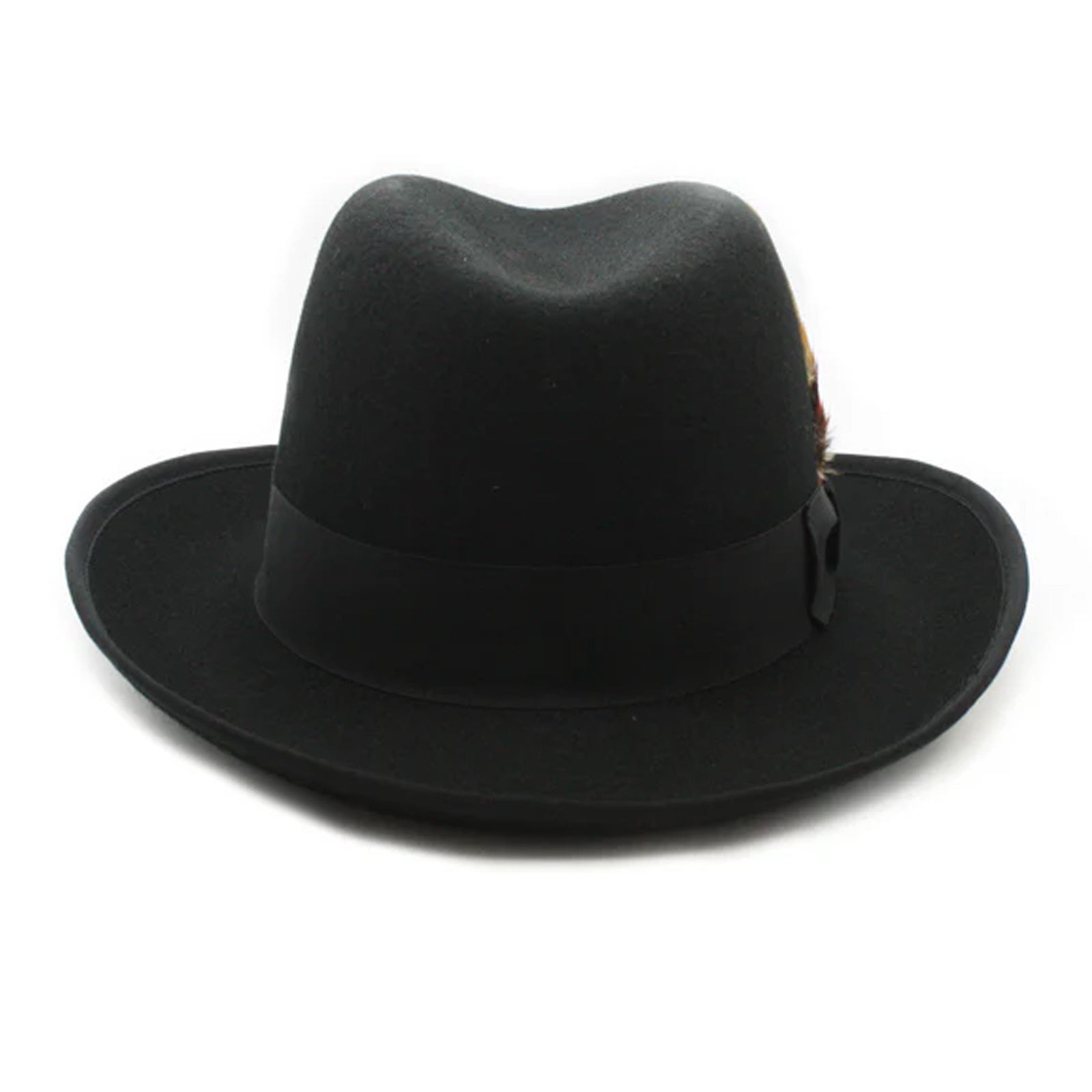 Mens Classic Gangster Godfather Wool Dress Hat in Black