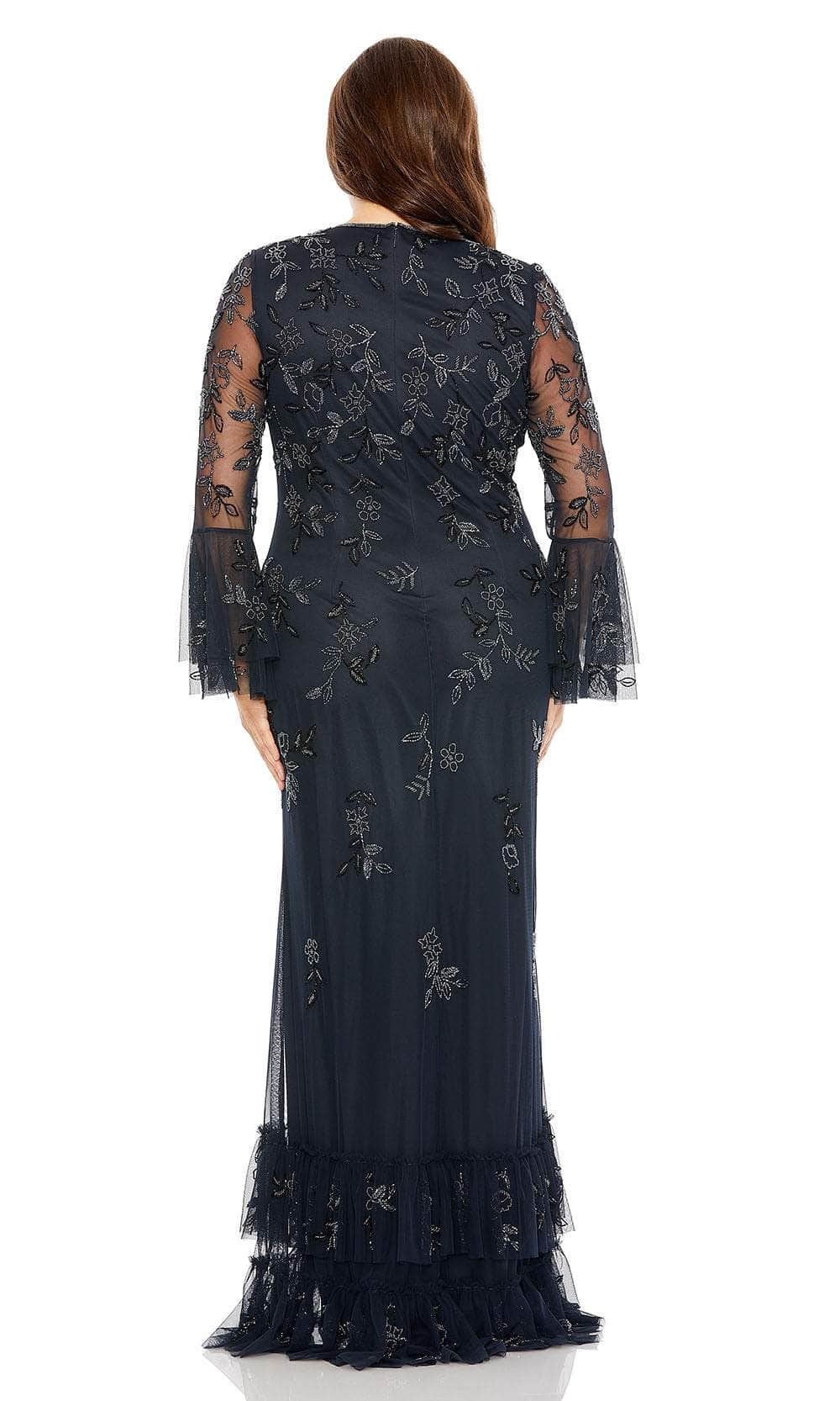 Flutter Long Sleeve Embellished Evening Dress