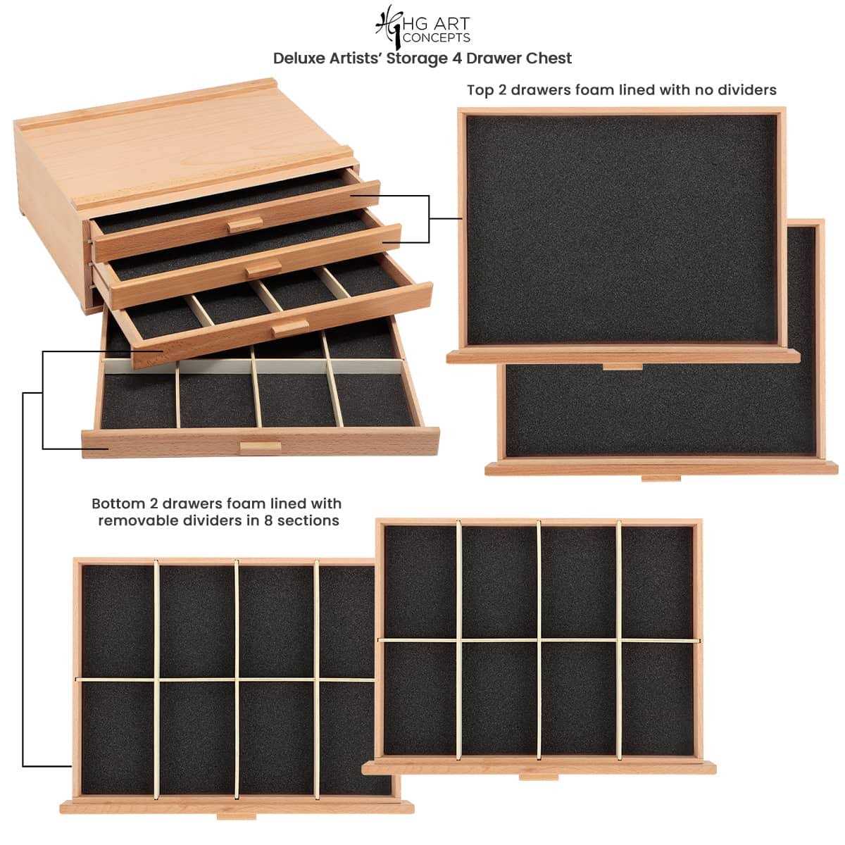 Hg Art Concepts Artists Storage Chests Premium Studio Organizer for Paint Tubes