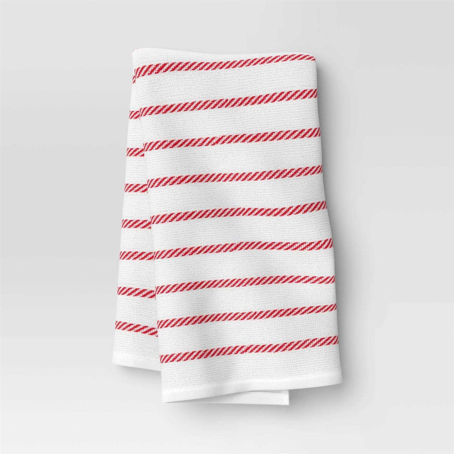 Wondershop Christmas Striped Kitchen Towel Red