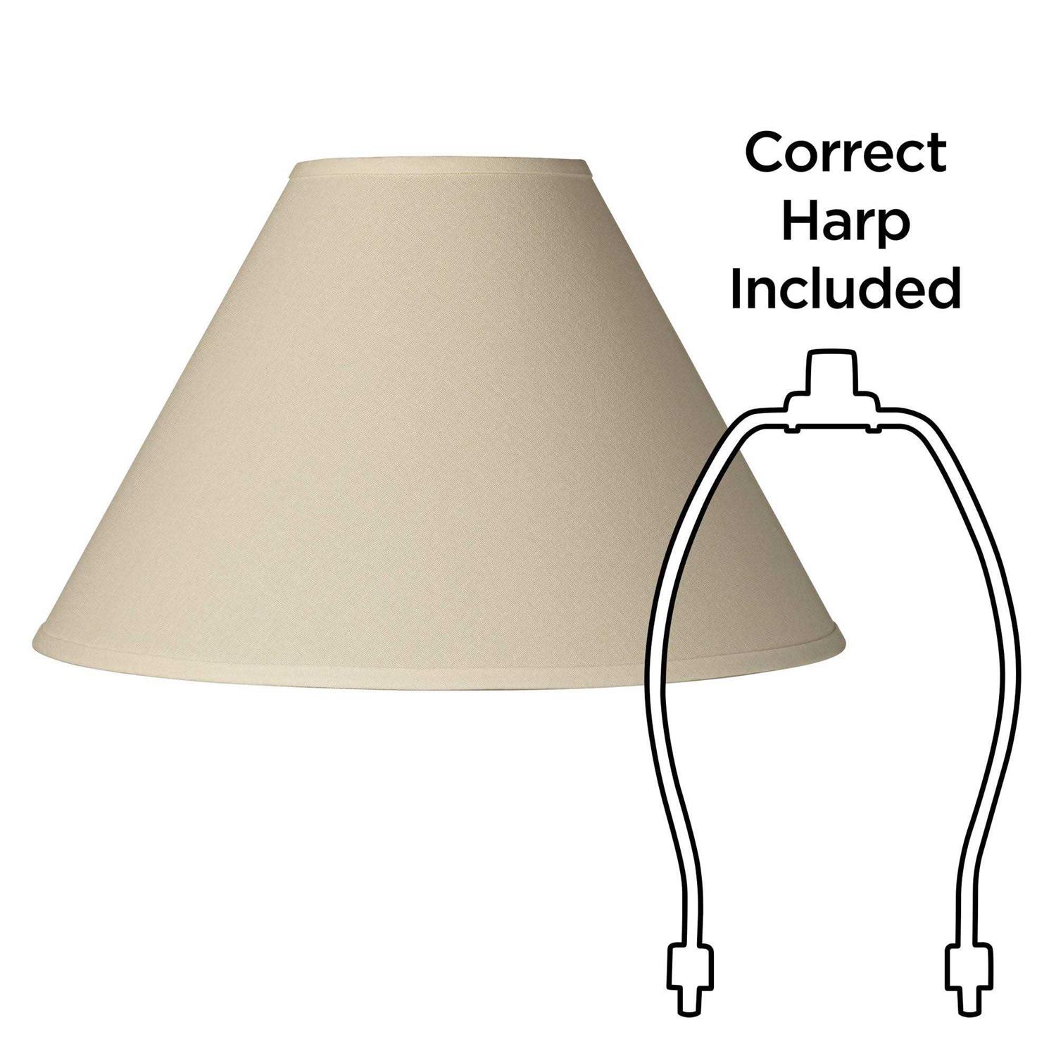 Springcrest Ivory White Linen Large Chimney Lamp Shade 6 Top x 17 Bottom x 10 High x 11.5 Slant Replacement with Harp and Finial