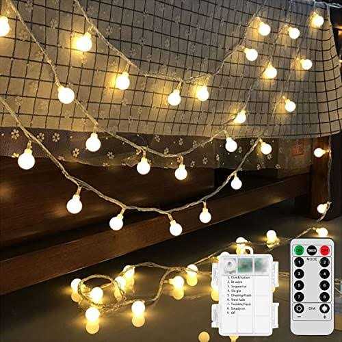 Battery Operated Led Globe String Lights 2-Pack Total 52Ft 120Leds