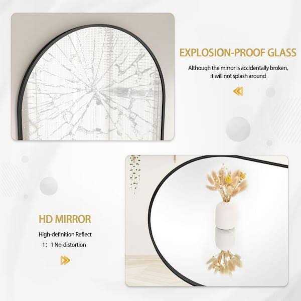 XRAMFY 21 in. W x 64 in. H Arched Gold Aluminum Alloy Framed Full Length Mirror Standing Floor Mirror