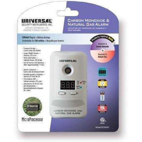 Universal Security Instruments MCND401B Plug-In Carbon Monoxide Alarm 2-In-1