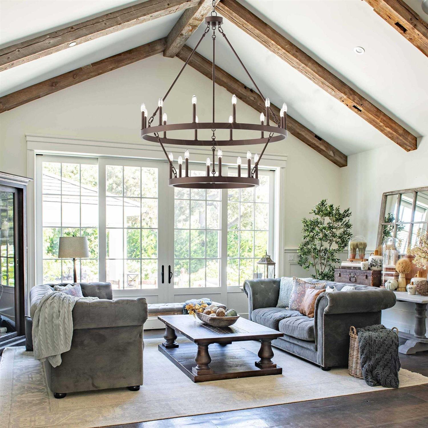 Acroma 20-light Modern Farmhouse 40In Round Wagon Wheel Chandelier