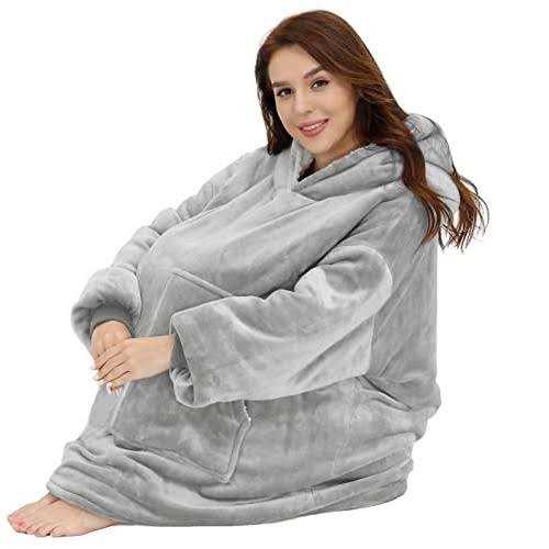 Aemicion Oversized Wearable Blanket Sherpa Blanket Hoodie Soft Warm Hooded Sweatshirt Hoodie Blanket