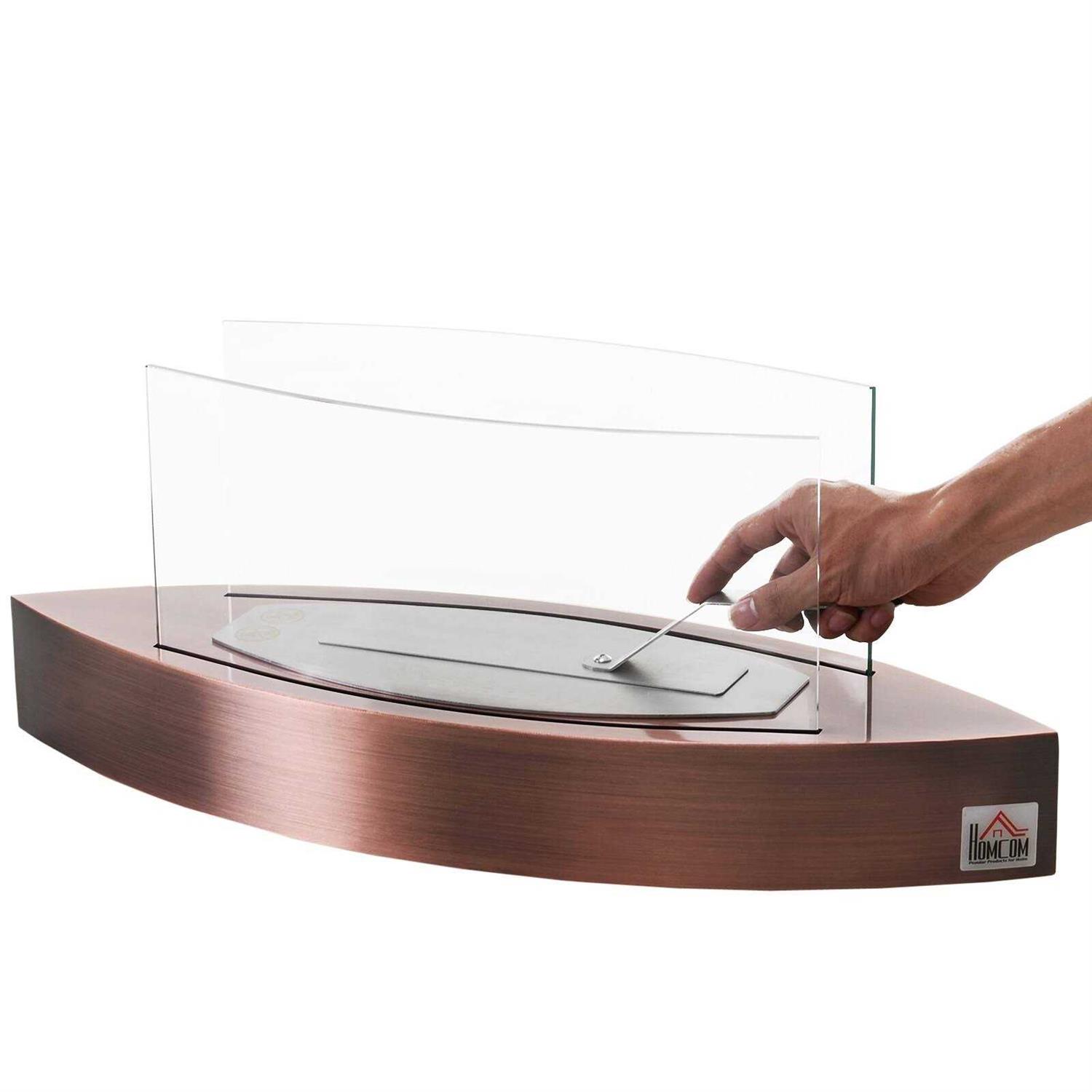 HOMCOM Tabletop Fire Pit Bowl Centerpiece Table Decoration with Glass Walls