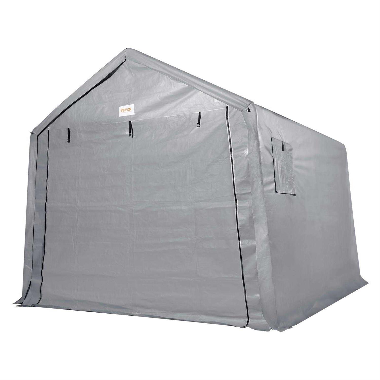 VEVOR Portable Shed Outdoor Storage Shelter 7 x 12 x 7.36 ft Heavy Duty All-Season Instant Storage Tent Tarp Sheds with Roll-up Zipper Door and