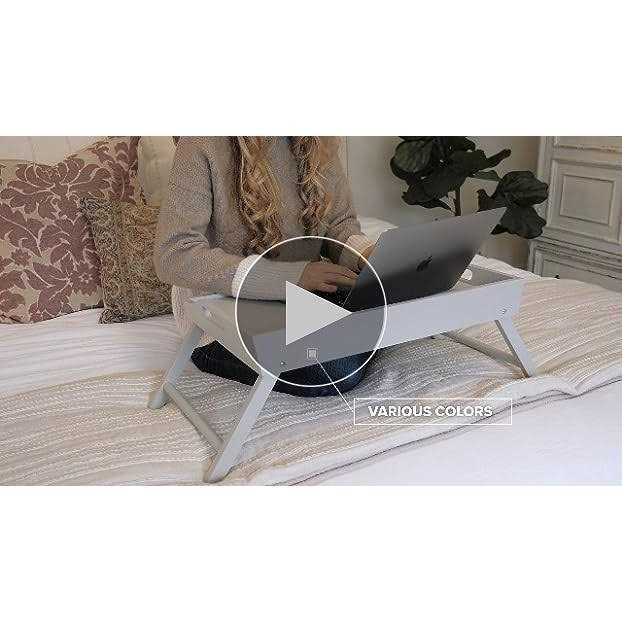 Rossie Home Bamboo Bed Tray, Lap Desk with Phone Holder Fits up to 15.6 inch Laptops and Most Tablets