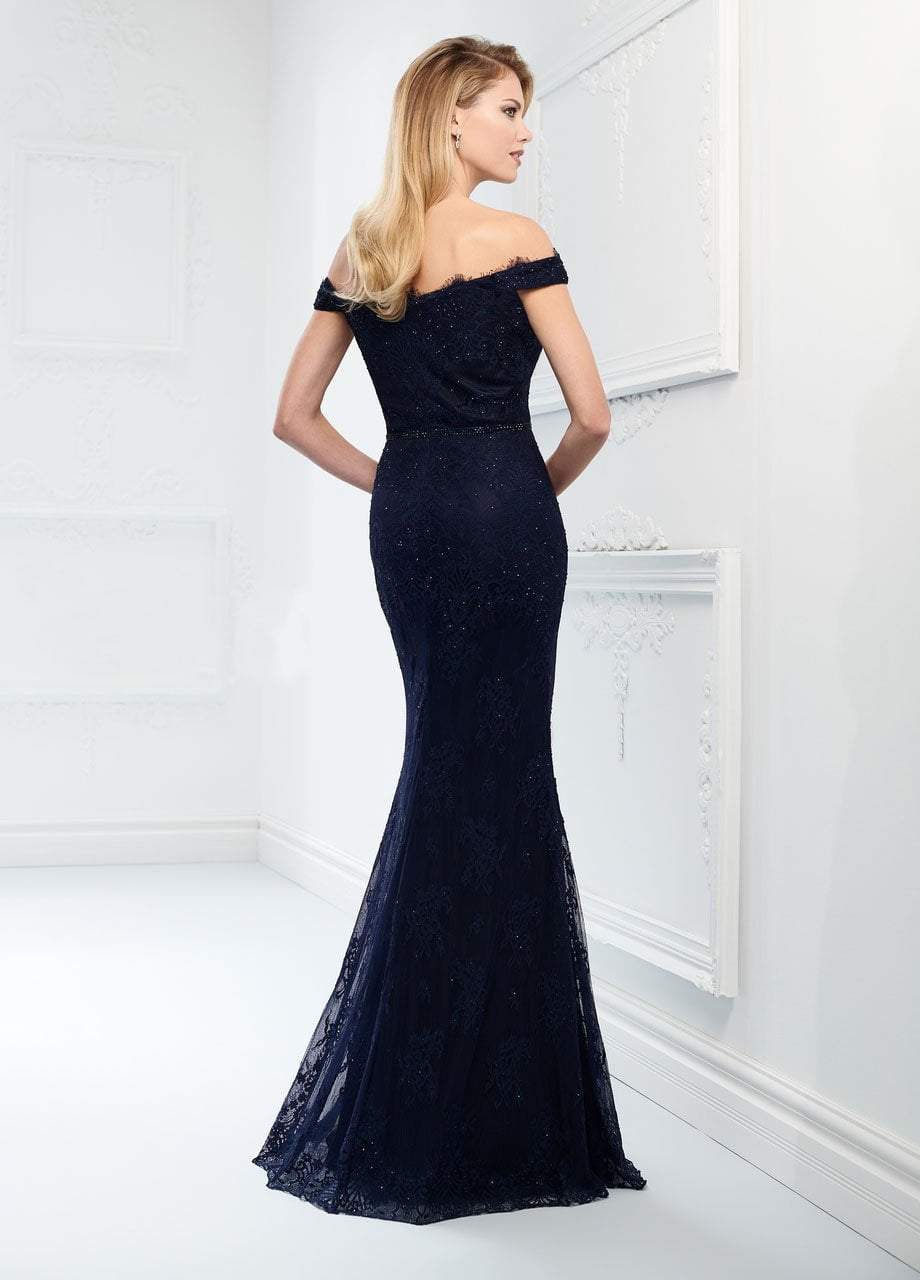 218917 Allover Lace Off-Shoulder Trumpet Dress