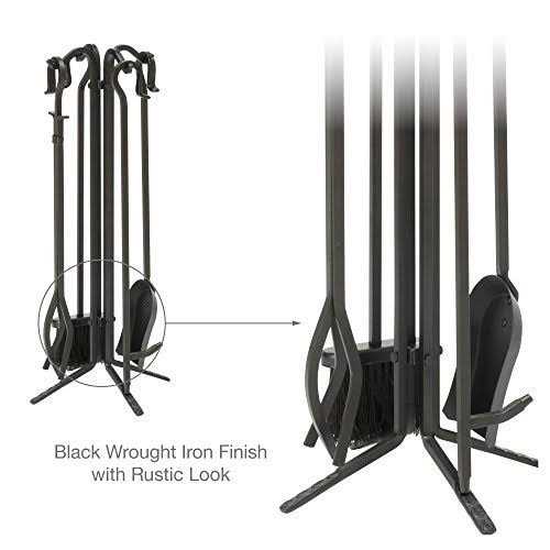 Uniflame 5 Piece Black Wrought Iron Fireset