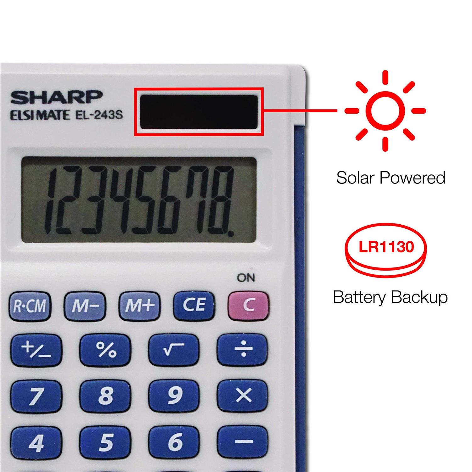 Sharp EL-243SB Solar Pocket Calculator EL243SB
