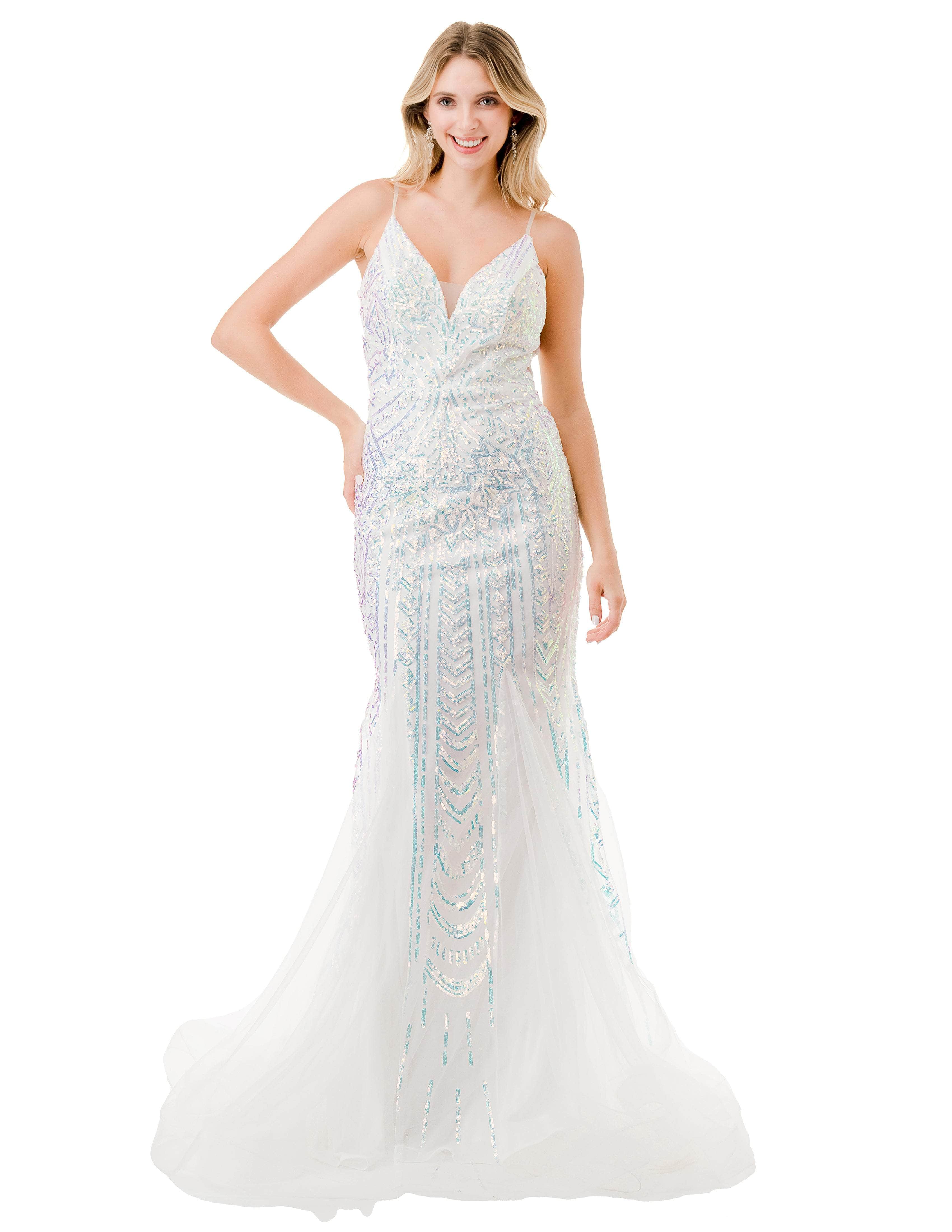 V-Neck Sleeveless Evening Gown