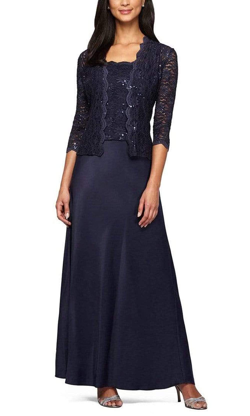 1121198 Lace and Chiffon Dress with Lace Jacket