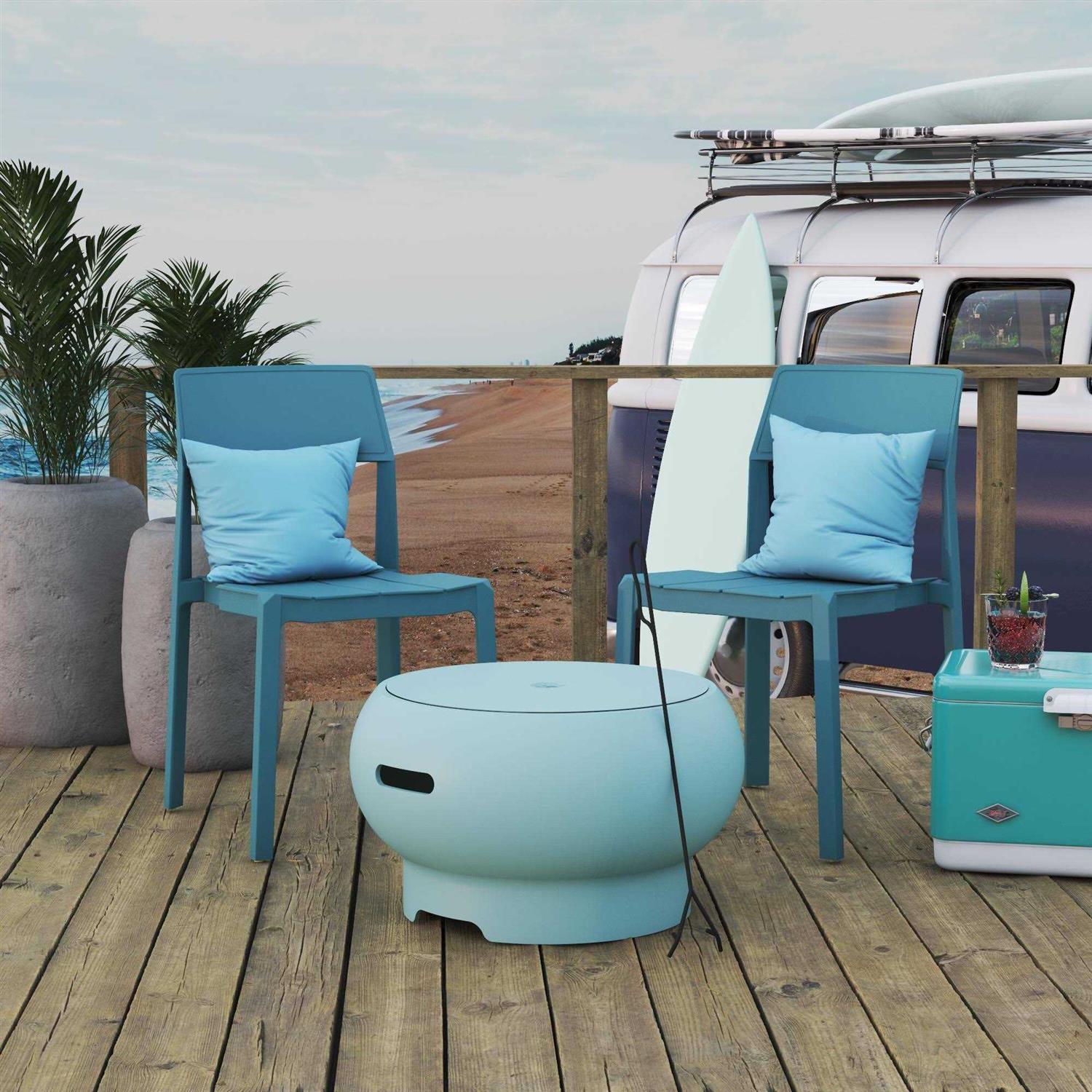 Novogratz Poolside Collection Asher Wood Burning Fire Pit with Grilling Surface