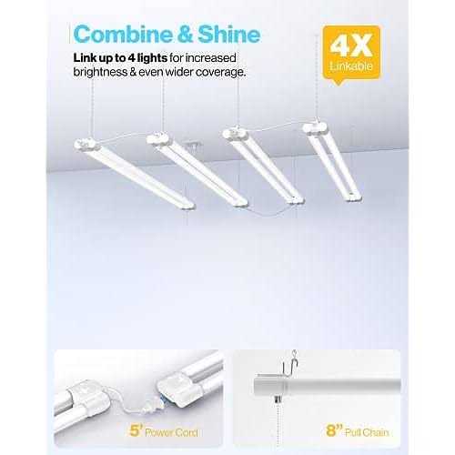Sunco Lighting Sunco LED Workshop Garage White Shop Light 4FT Plug in Linkable Utility Light Fixtures