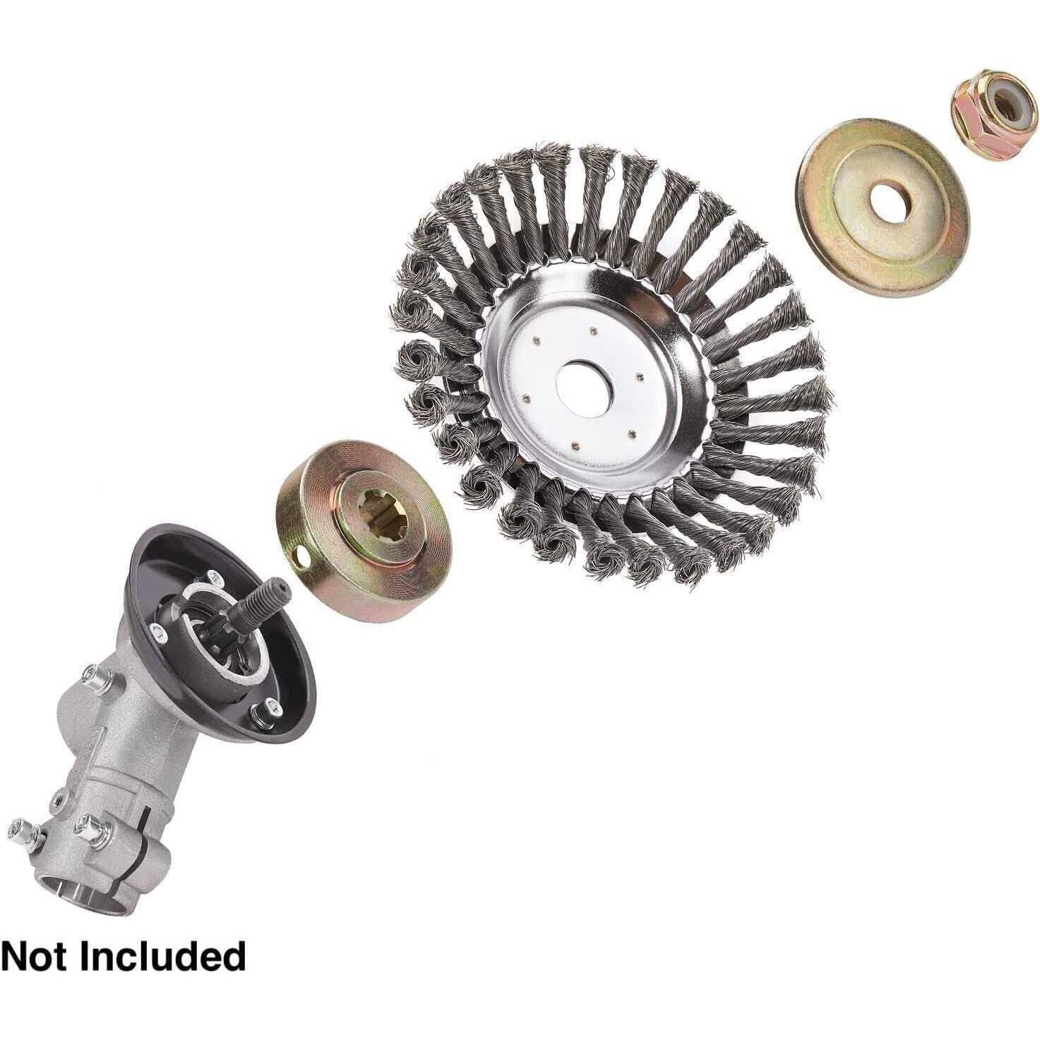 Yuet 8&” Grass Trimmers Strimmer Head Garden Trimmer Wire Brush Solid Steel Wheel Weed Razors Snow Island Plough Rope Mower for Lawn Rotating