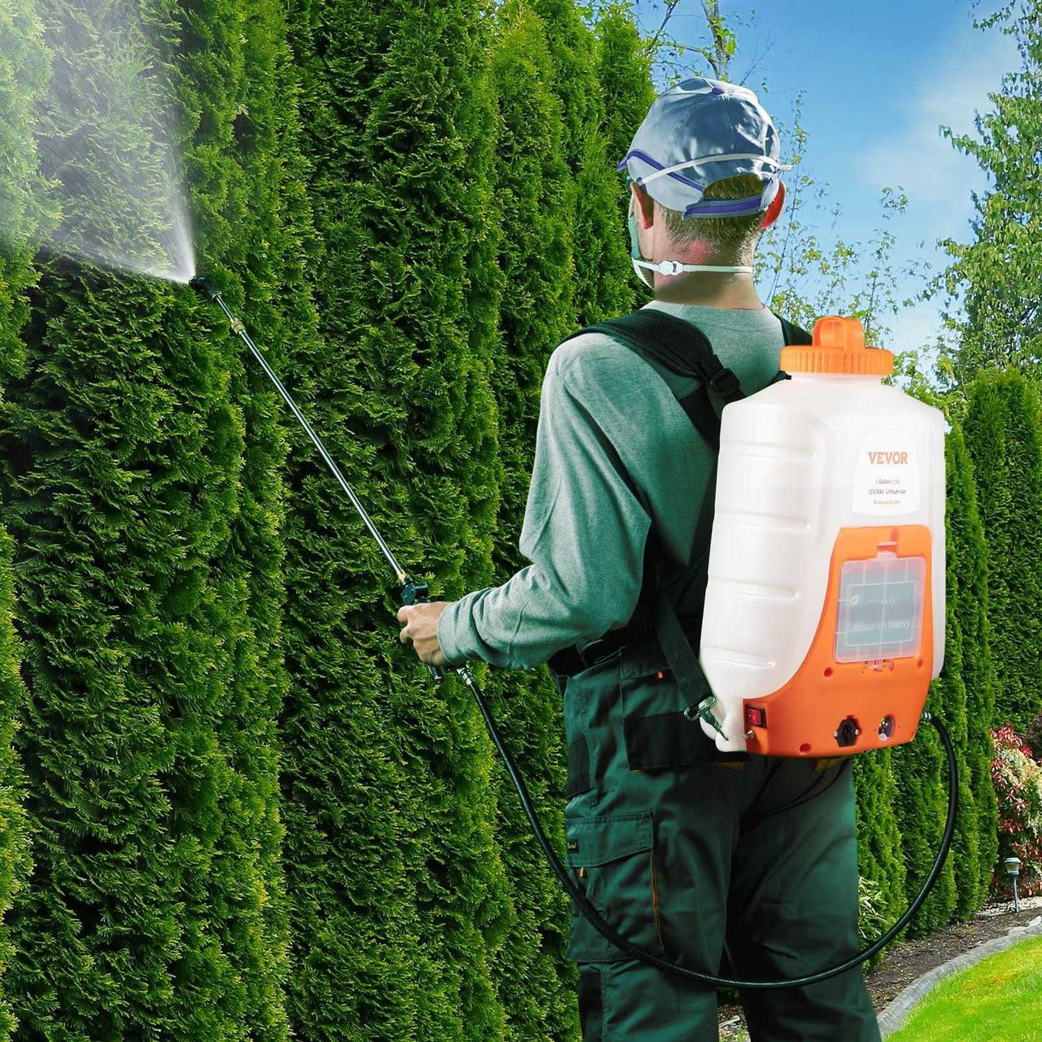 VEVOR Backpack Sprayer 4 Gal Tank 0-90 PSI Adjustable Pressure Battery Powered