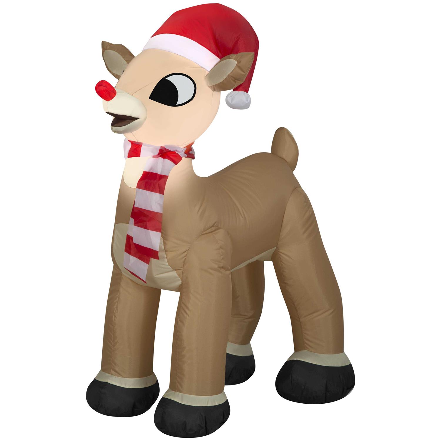 Airblown Standing Rudolph W Santa Hat & Scarf Iatable Gemmy Industries