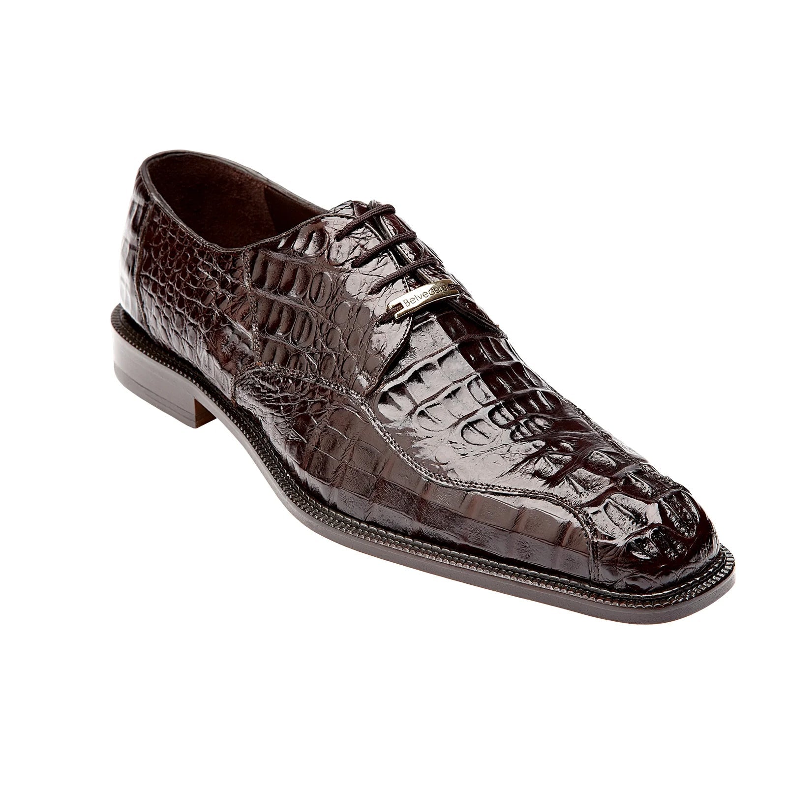 Men’s Belvedere Chapo Hornback Caiman Crocodile Dress Shoe in Brown